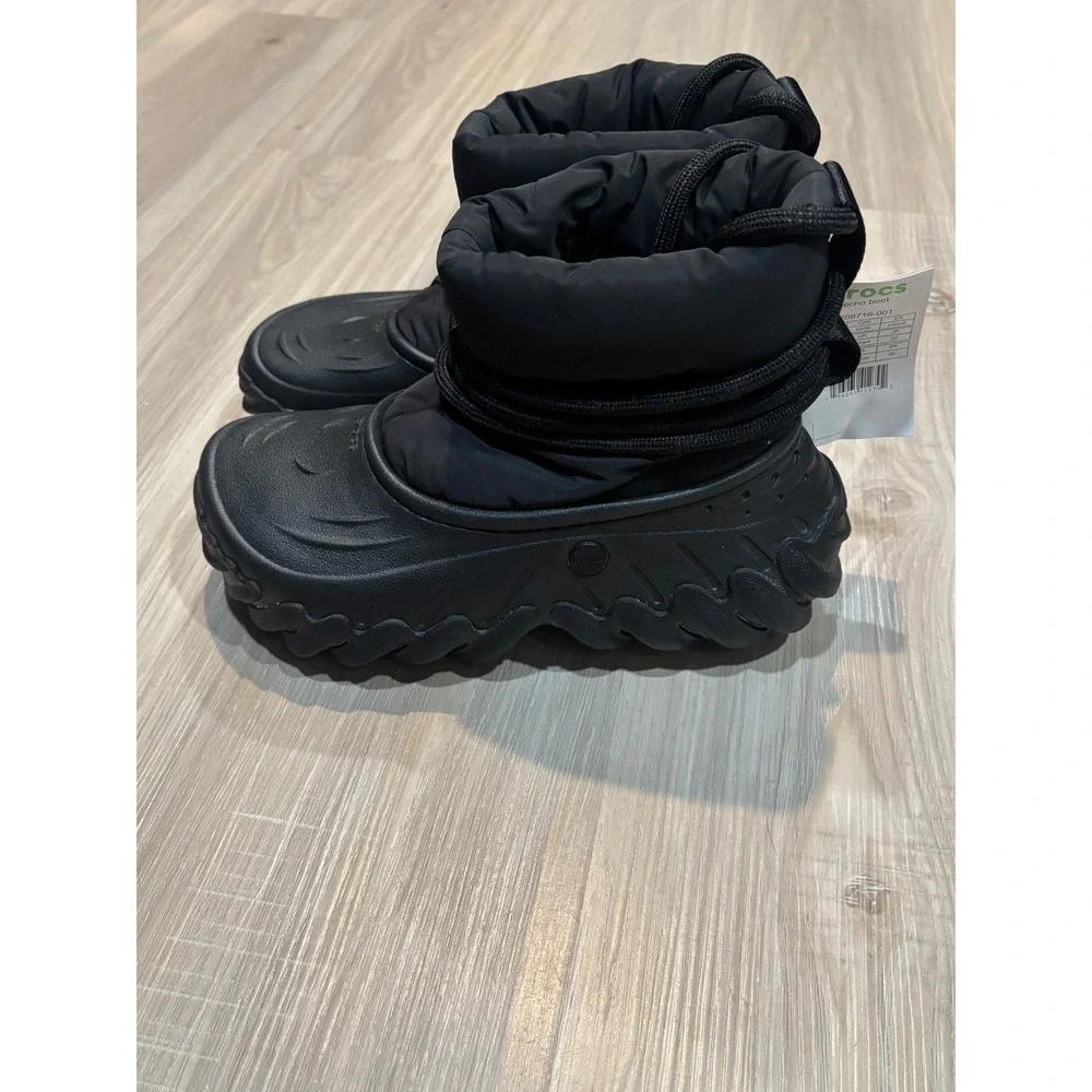 Crocs Echo Boot Black Insulated Winter Faux Fur Puffy 208716-001 Mens 4 Womens 6